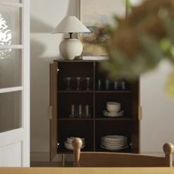 Richmond Ridged Highboard Storage Cabinet, Dark Ash -Daals Store BSD 109 DARKWOOD scene2