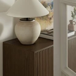 Richmond Ridged Highboard Storage Cabinet, Dark Ash -Daals Store BSD 109 DARKWOOD scene3