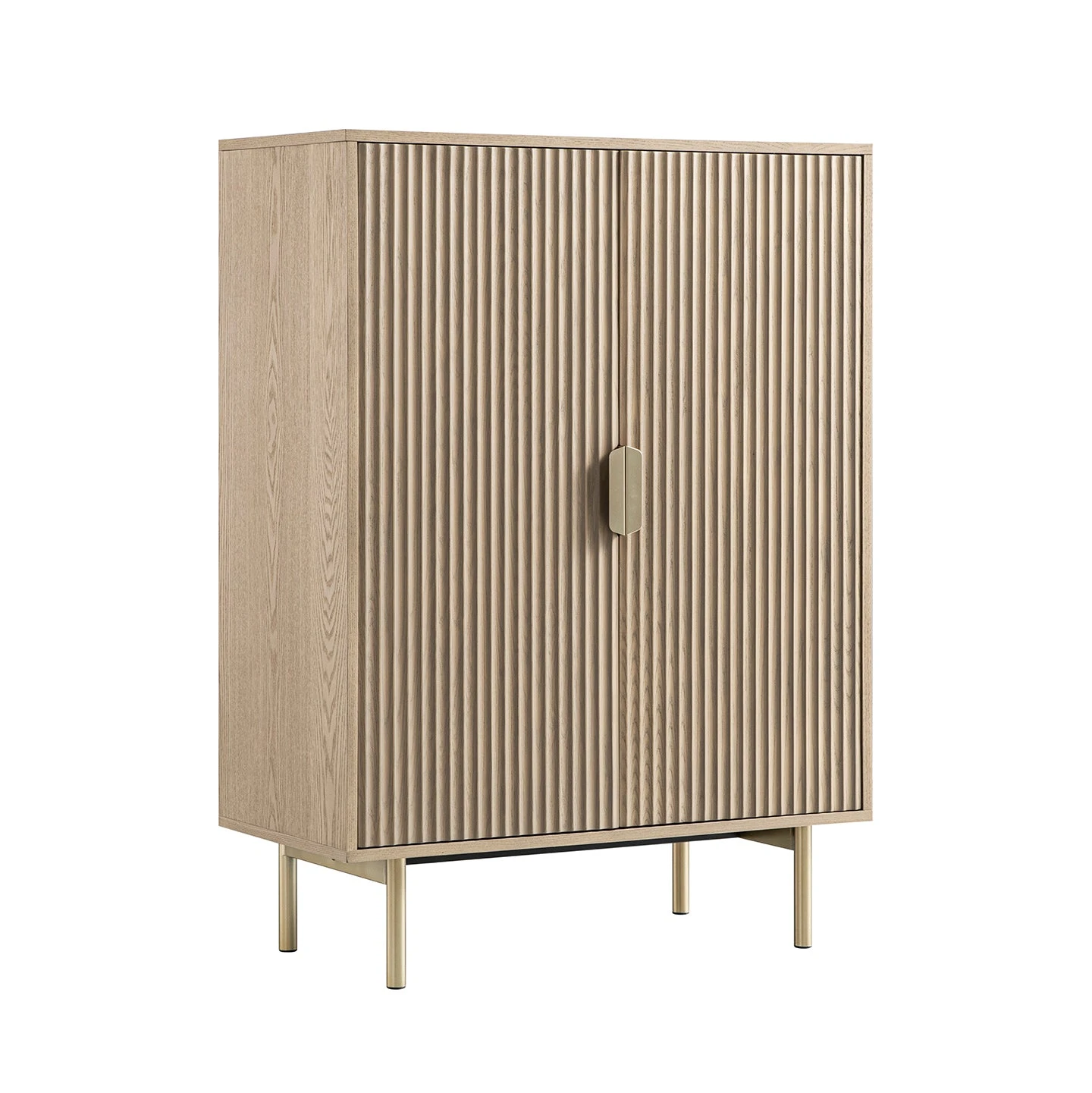 Richmond Ridged Highboard Storage Cabinet, Light Ash 10 Richmond Ridged Highboard Storage Cabinet, Light Ash - Image 10