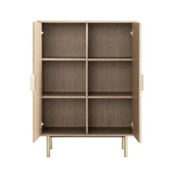 Richmond Ridged Highboard Storage Cabinet, Light Ash 29 Richmond Ridged Highboard Storage Cabinet, Light Ash -Daals Store BSD 109 LIGHTWOOD WB3