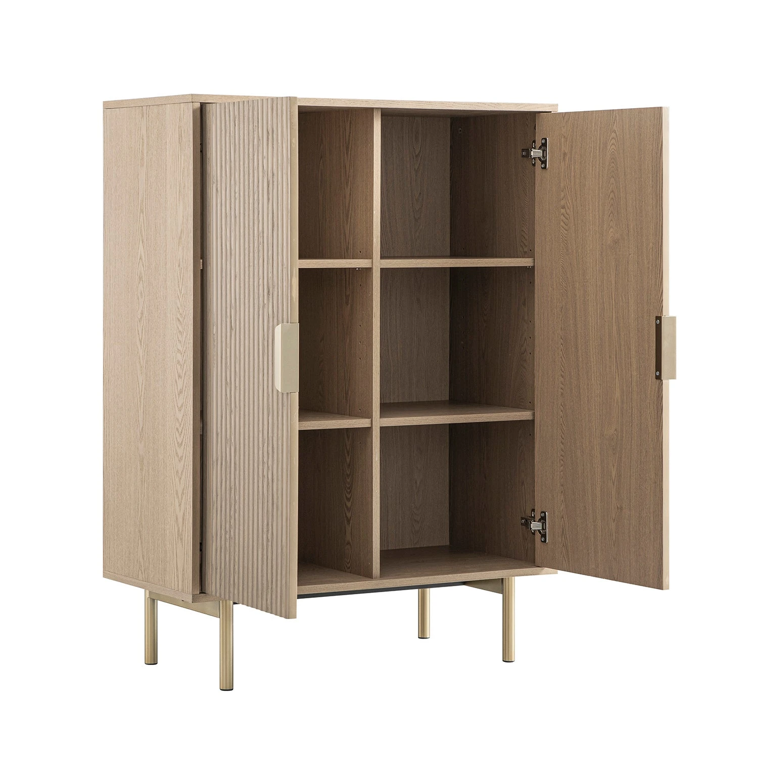 Richmond Ridged Highboard Storage Cabinet, Light Ash 13 Richmond Ridged Highboard Storage Cabinet, Light Ash - Image 13
