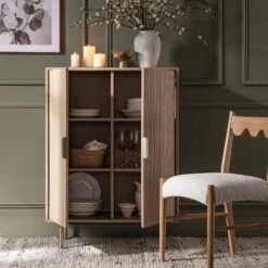 Richmond Ridged Highboard Storage Cabinet, Light Ash 20 Richmond Ridged Highboard Storage Cabinet, Light Ash -Daals Store BSD 109 LIGHTWOOD scene2