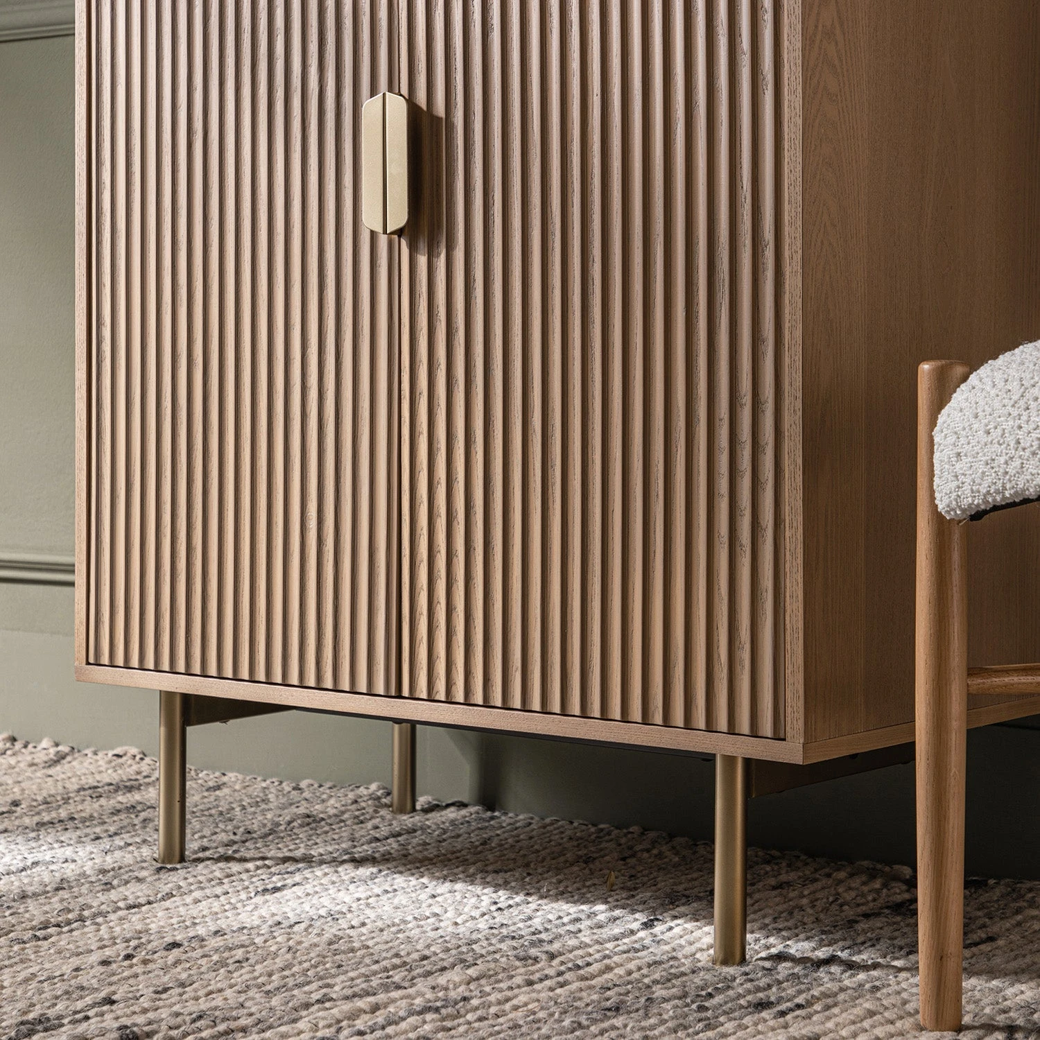 Richmond Ridged Highboard Storage Cabinet, Light Ash 7 Richmond Ridged Highboard Storage Cabinet, Light Ash - Image 7