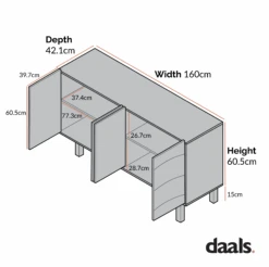 Moriko Extra Wide 4 Door Sideboard, 160 Cm -Daals Store BSD 110 CHART