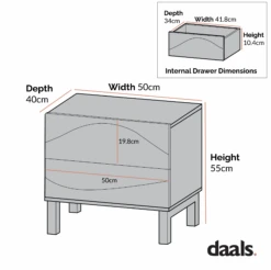 Moriko 2 Drawer Bedside Table 16 Moriko 2 Drawer Bedside Table -Daals Store BSD 113 CHART