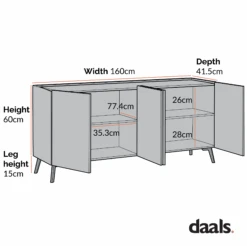 Bohdi Oak 160cm Wide Sideboard 15 Bohdi Oak 160cm Wide Sideboard -Daals Store BSD 115 CHART