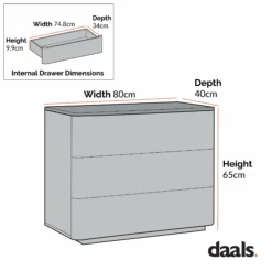 Agnes Curved Edge Chest Of 3 Drawers, Dove Grey With Oak Top 17 Agnes Curved Edge Chest Of 3 Drawers, Dove Grey With Oak Top -Daals Store BSD 116 CHART 1