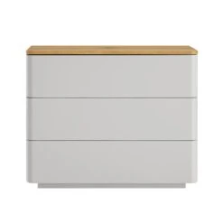 Agnes Curved Edge Chest Of 3 Drawers, Dove Grey With Oak Top 15 Agnes Curved Edge Chest Of 3 Drawers, Dove Grey With Oak Top -Daals Store BSD 116 DOVEGREY WB1