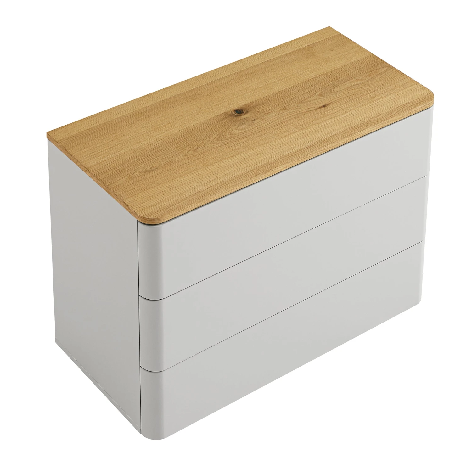 Agnes Curved Edge Chest Of 3 Drawers, Dove Grey With Oak Top 8 Agnes Curved Edge Chest Of 3 Drawers, Dove Grey With Oak Top - Image 8