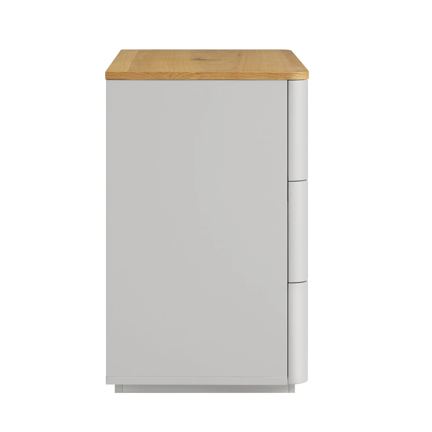 Agnes Curved Edge Chest Of 3 Drawers, Dove Grey With Oak Top 9 Agnes Curved Edge Chest Of 3 Drawers, Dove Grey With Oak Top - Image 9