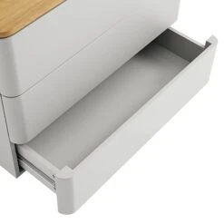 Agnes Curved Edge Chest Of 3 Drawers, Dove Grey With Oak Top 23 Agnes Curved Edge Chest Of 3 Drawers, Dove Grey With Oak Top -Daals Store BSD 116 DOVEGREY detail2