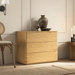 Agnes Curved Edge Chest Of 3 Drawers, Natural