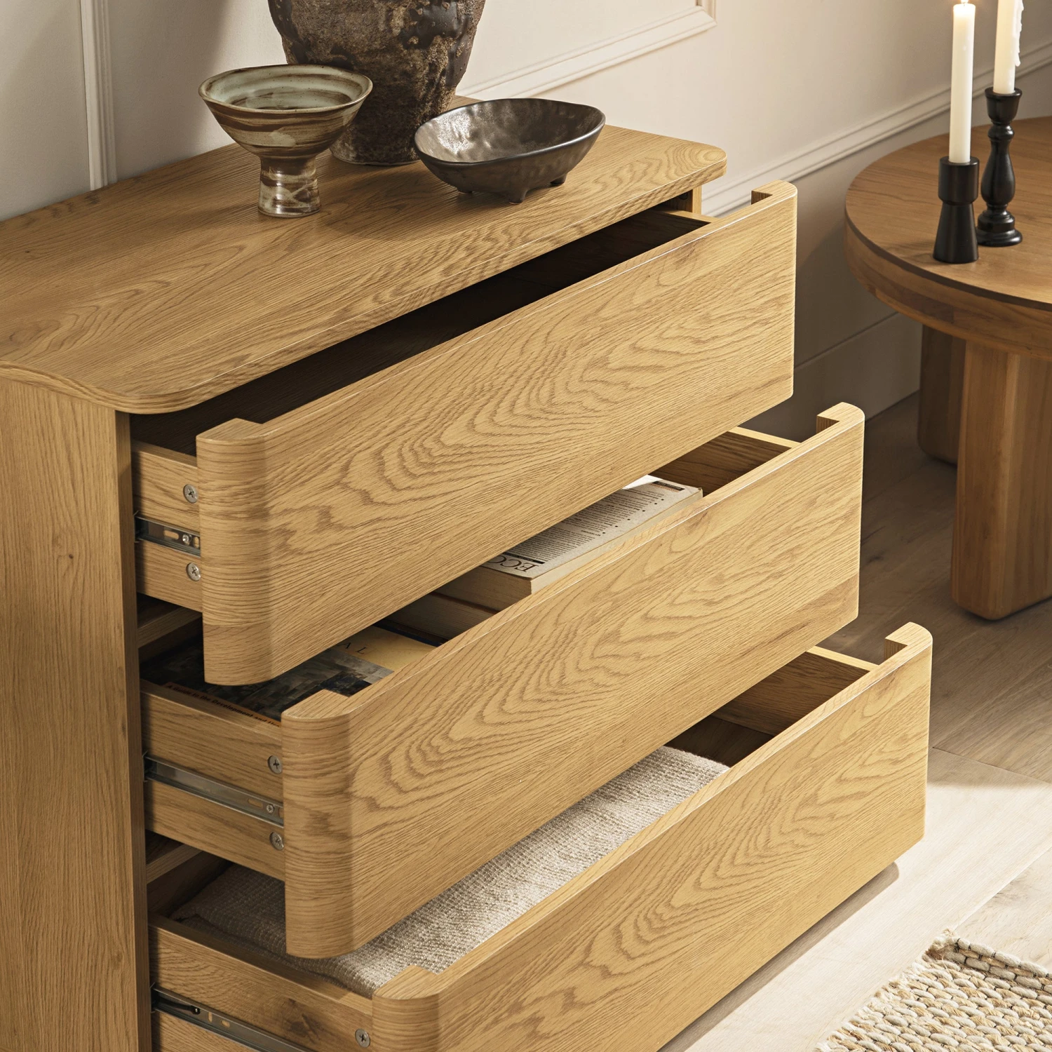 Agnes Curved Edge Chest Of 3 Drawers, Natural 4 Agnes Curved Edge Chest Of 3 Drawers, Natural - Image 4