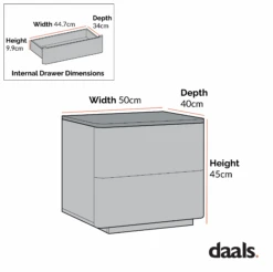 Agnes Curved Edge 2 Drawer Bedside Table, White 18 Agnes Curved Edge 2 Drawer Bedside Table, White -Daals Store BSD 117 CHART 1