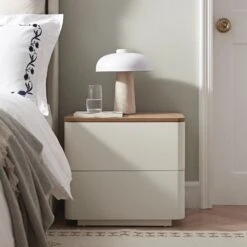 Agnes Curved Edge 2 Drawer Bedside Table, White
