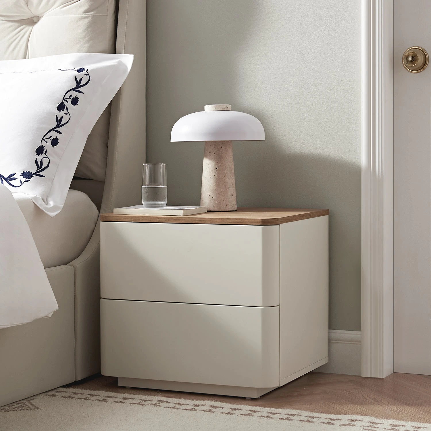 Agnes Curved Edge 2 Drawer Bedside Table, White 2 Agnes Curved Edge 2 Drawer Bedside Table, White - Image 2