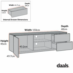 Agnes Curved Edge 150cm Wide TV Unit, Natural 20 Agnes Curved Edge 150cm Wide TV Unit, Natural -Daals Store BSD 118 CHART
