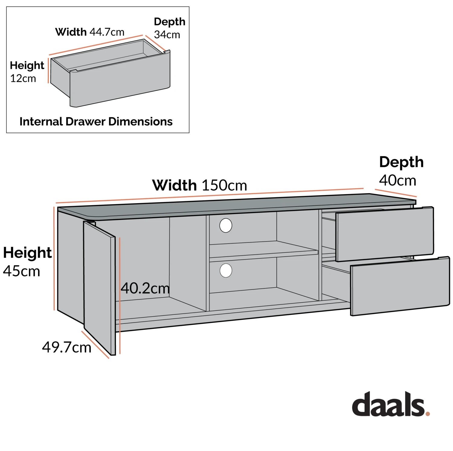 Agnes Curved Edge 150cm Wide TV Unit, Natural 7 Agnes Curved Edge 150cm Wide TV Unit, Natural - Image 7