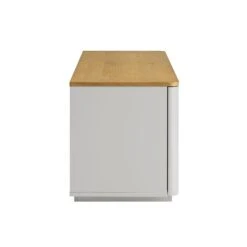 Agnes Curved Edge 150cm Wide TV Unit, Dove Grey With Oak Top -Daals Store BSD 118 DOVEGREY WB5