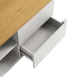 Agnes Curved Edge 150cm Wide TV Unit, Dove Grey With Oak Top -Daals Store BSD 118 DOVEGREY detail2