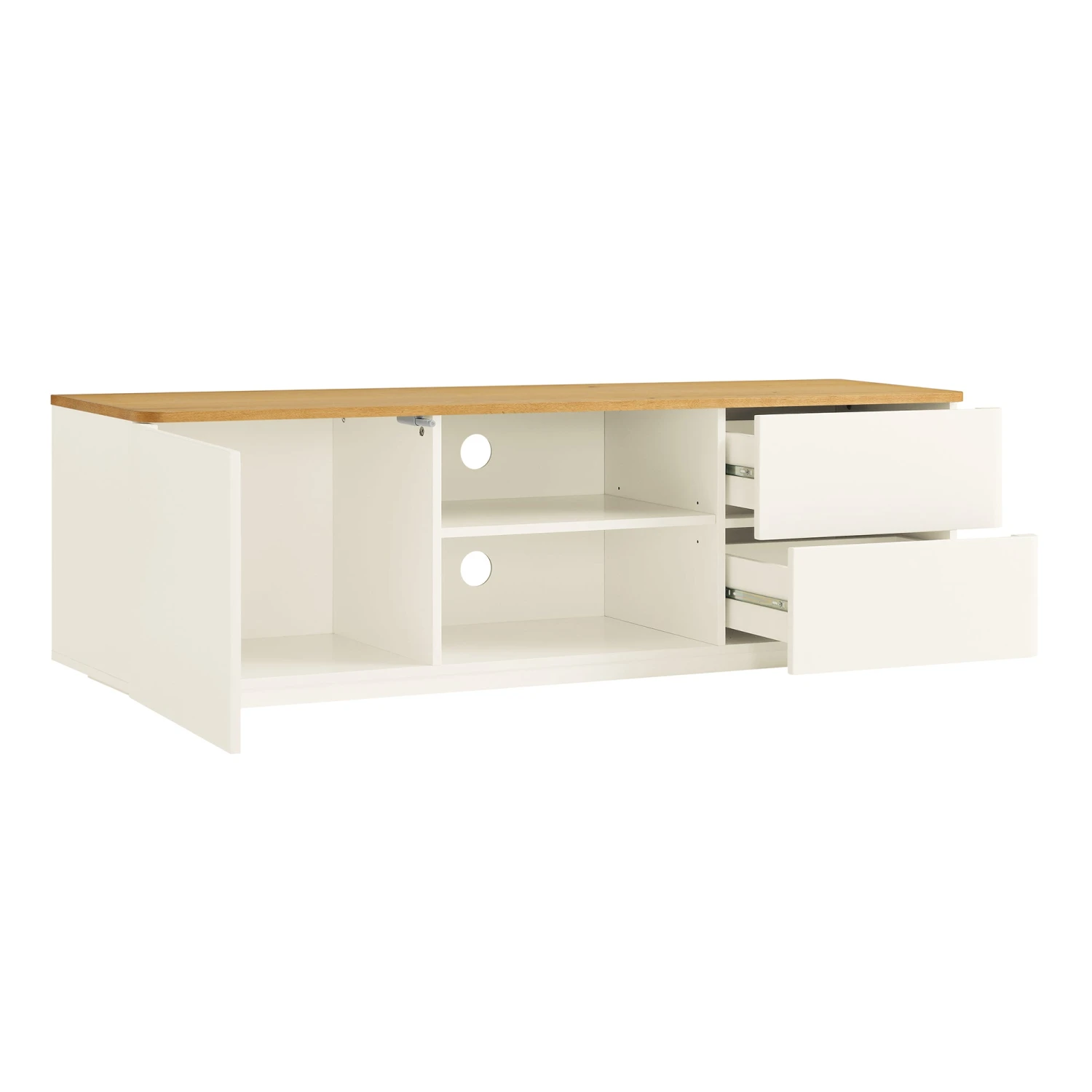 Agnes 150cm White and Oak TV Unit β Curved Edge Minimalist Stand with Push-to-Open Storage 7 Agnes 150cm White and Oak TV Unit β Curved Edge Minimalist Stand with Push-to-Open Storage - Image 7