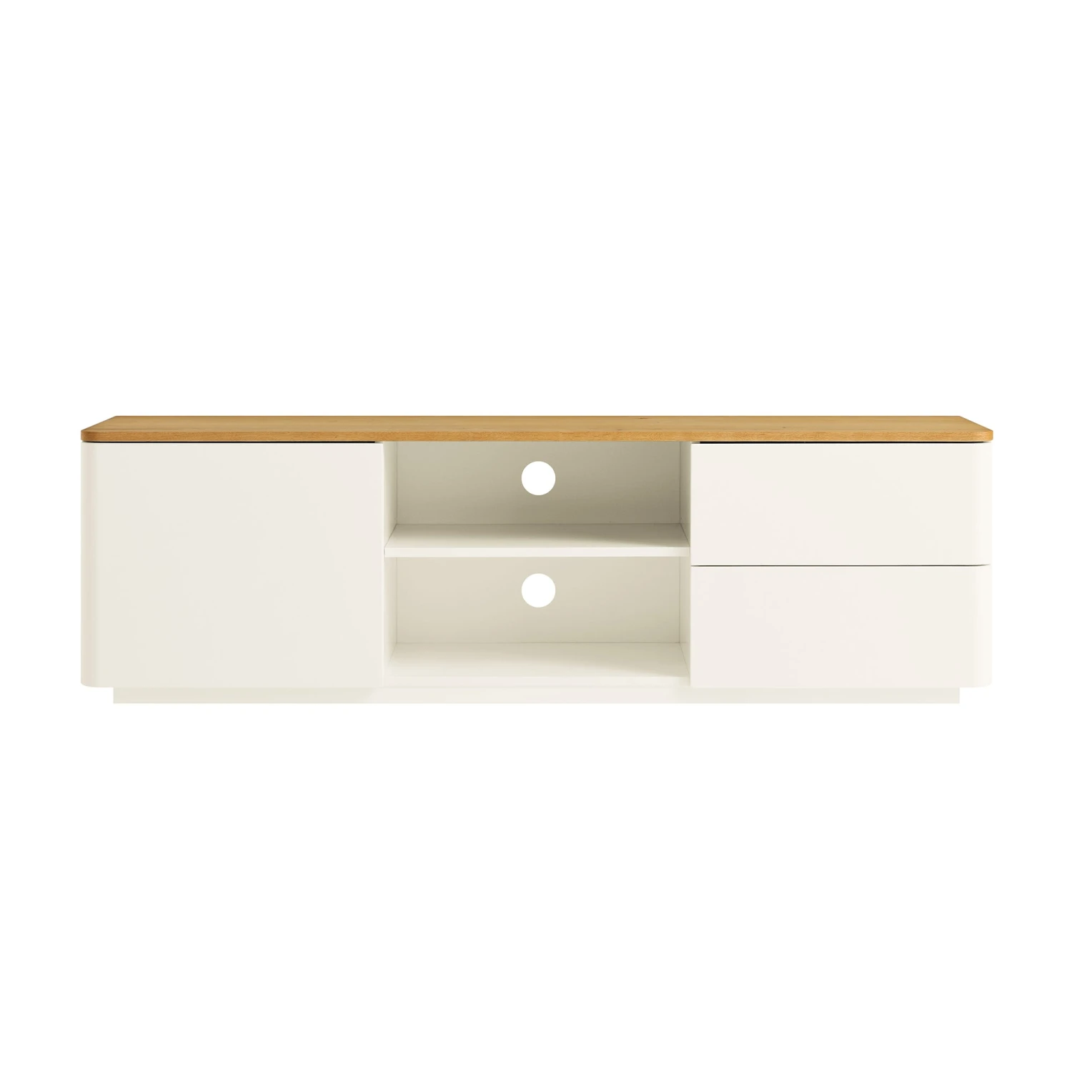 Agnes 150cm White and Oak TV Unit β Curved Edge Minimalist Stand with Push-to-Open Storage 8 Agnes 150cm White and Oak TV Unit β Curved Edge Minimalist Stand with Push-to-Open Storage - Image 8