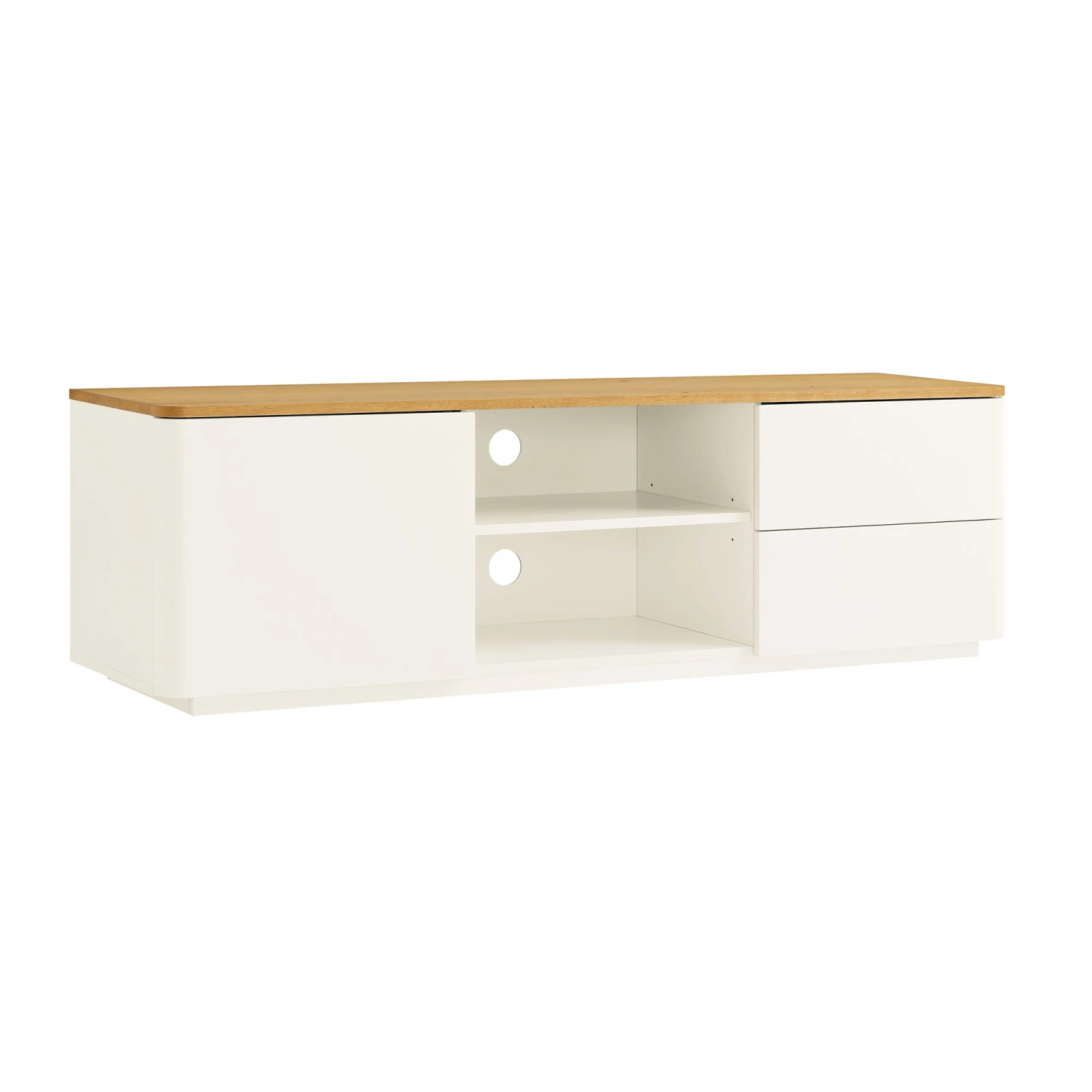 Agnes 150cm White and Oak TV Unit β Curved Edge Minimalist Stand with Push-to-Open Storage 10 Agnes 150cm White and Oak TV Unit β Curved Edge Minimalist Stand with Push-to-Open Storage - Image 10
