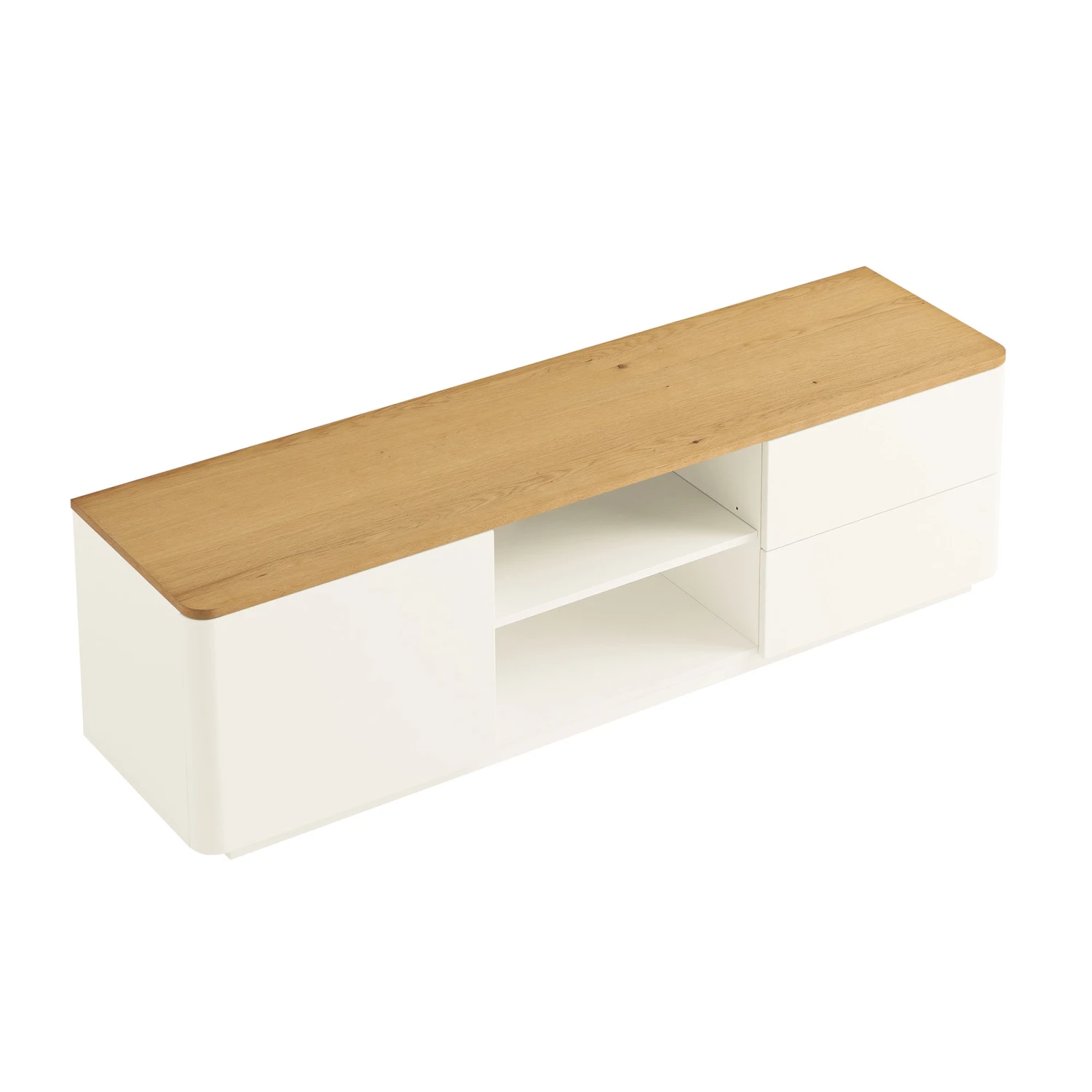 Agnes 150cm White and Oak TV Unit β Curved Edge Minimalist Stand with Push-to-Open Storage 11 Agnes 150cm White and Oak TV Unit β Curved Edge Minimalist Stand with Push-to-Open Storage - Image 11