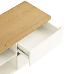 Agnes 150cm White and Oak TV Unit β Curved Edge Minimalist Stand with Push-to-Open Storage 30 Agnes 150cm White and Oak TV Unit β Curved Edge Minimalist Stand with Push-to-Open Storage -Daals Store BSD 118 WHITE detail2