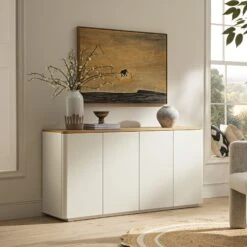 Agnes Curved Edge 150cm Wide Sideboard, White