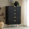Richmond Ridged Chest Of 5 Drawers, Matte Black 24 Richmond Ridged Chest Of 5 Drawers, Matte Black -Daals Store BSD 121 BLACK main