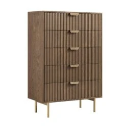 Richmond Ridged Chest Of 5 Drawers, Dark Ash -Daals Store BSD 121 DARKWOOD WB2