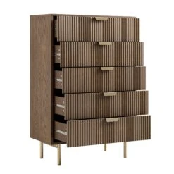 Richmond Ridged Chest Of 5 Drawers, Dark Ash -Daals Store BSD 121 DARKWOOD WB3