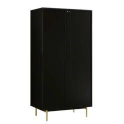 Richmond Ridged Double Wardrobe With Drawer, Matte Black 22 Richmond Ridged Double Wardrobe With Drawer, Matte Black -Daals Store BSD 122 BLACK WB5
