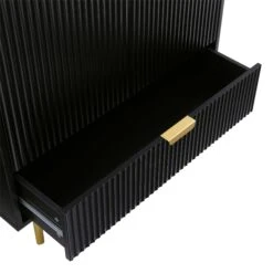 Richmond Ridged Double Wardrobe With Drawer, Matte Black 24 Richmond Ridged Double Wardrobe With Drawer, Matte Black -Daals Store BSD 122 BLACK detail2