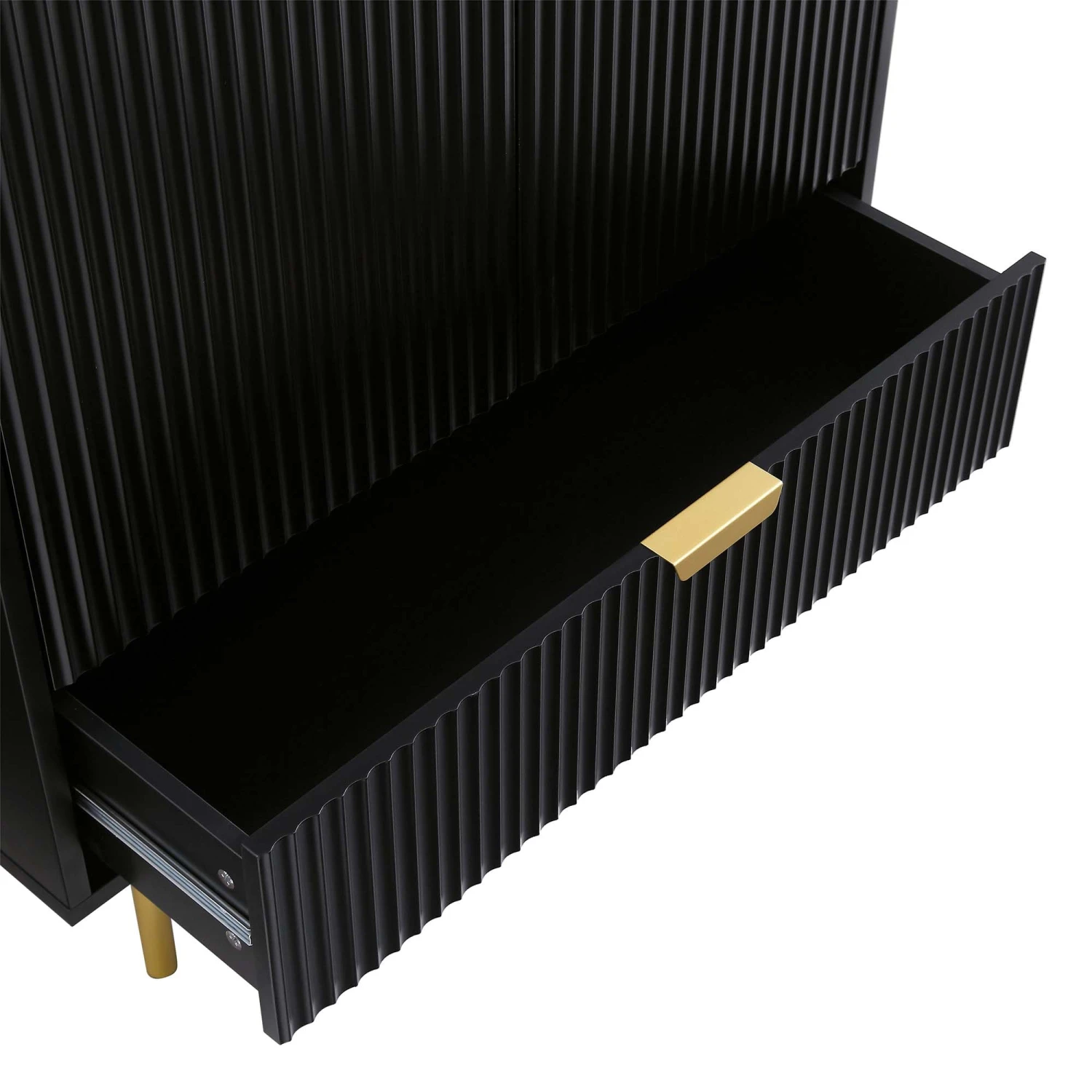 Richmond Ridged Double Wardrobe With Drawer, Matte Black 11 Richmond Ridged Double Wardrobe With Drawer, Matte Black - Image 11