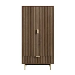 Richmond Ridged Double Wardrobe With Drawer, Dark Ash