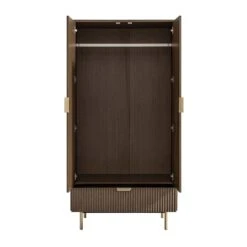 Richmond Ridged Double Wardrobe With Drawer, Dark Ash -Daals Store BSD 122 DARKWOOD WB3