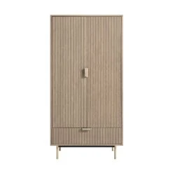 Richmond Ridged Double Wardrobe With Drawer, Light Ash