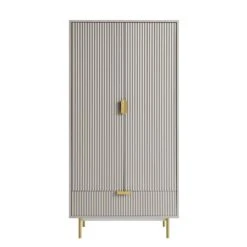 Richmond Ridged Double Wardrobe With Drawer, Matte Taupe -Daals Store BSD 122 TAUPE WB1