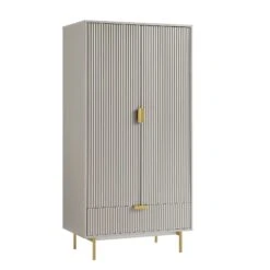 Richmond Ridged Double Wardrobe With Drawer, Matte Taupe -Daals Store BSD 122 TAUPE WB2