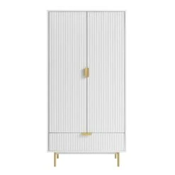 Richmond Ridged Double Wardrobe With Drawer, Matte White 17 Richmond Ridged Double Wardrobe With Drawer, Matte White -Daals Store BSD 122 WHITE WB1