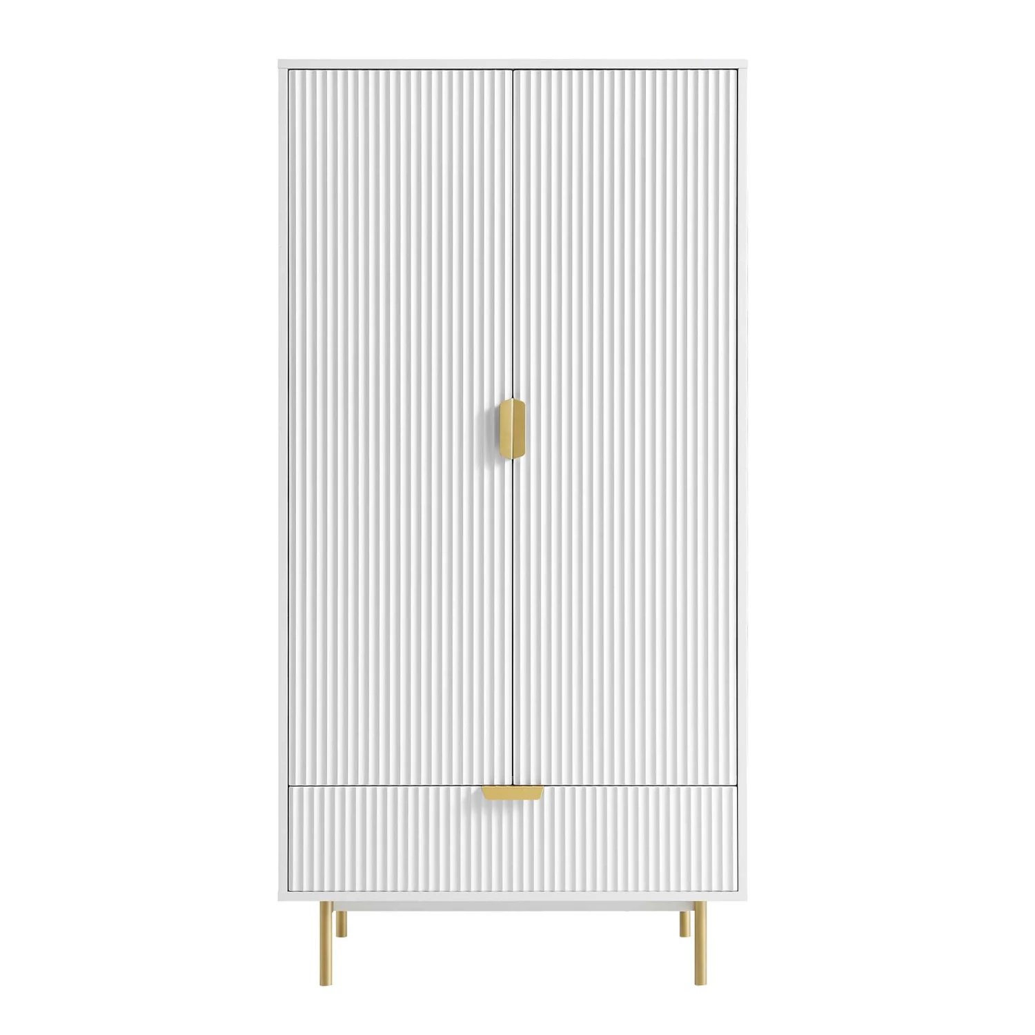 Richmond Ridged Double Wardrobe With Drawer, Matte White 4 Richmond Ridged Double Wardrobe With Drawer, Matte White - Image 4