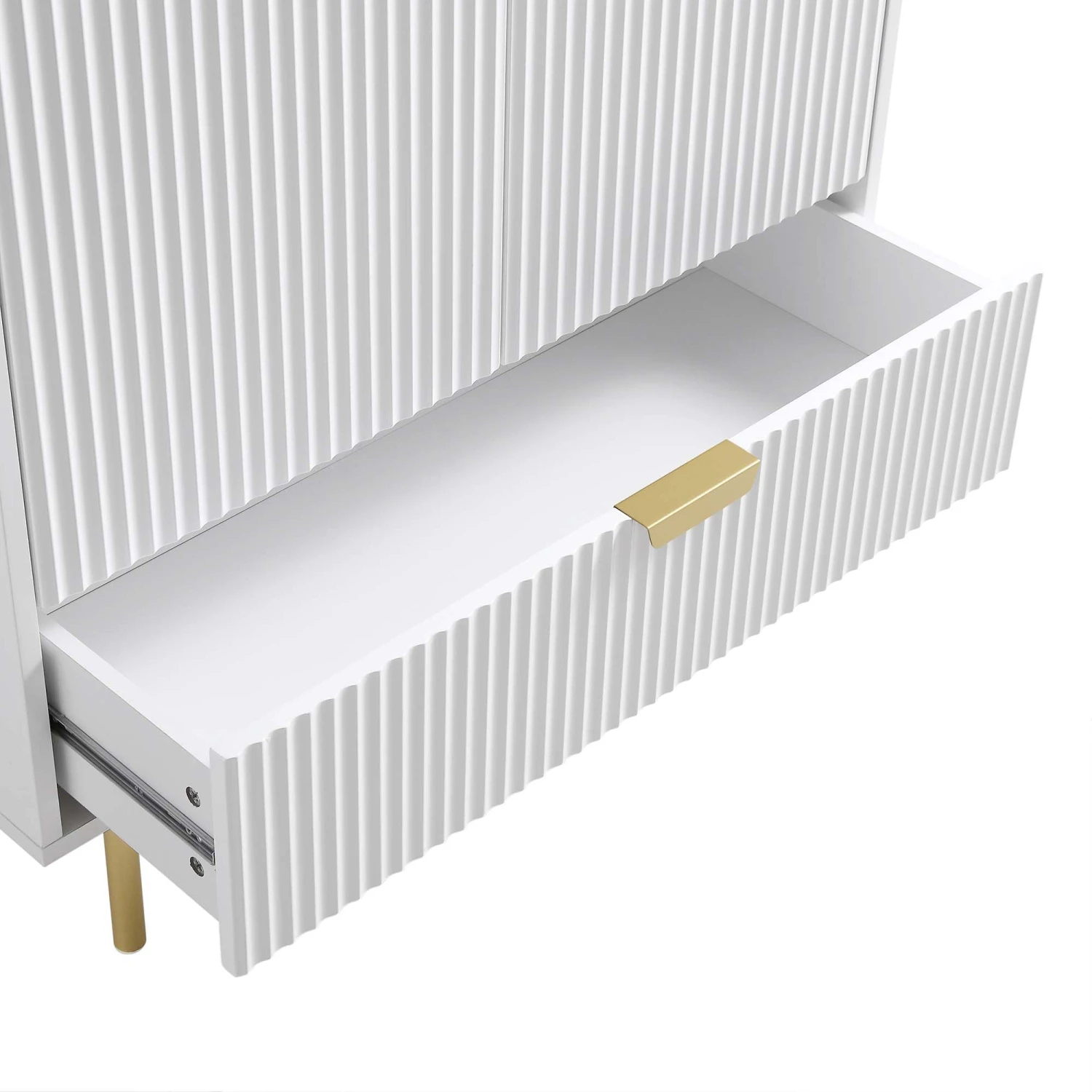 Richmond Ridged Double Wardrobe With Drawer, Matte White 10 Richmond Ridged Double Wardrobe With Drawer, Matte White - Image 10