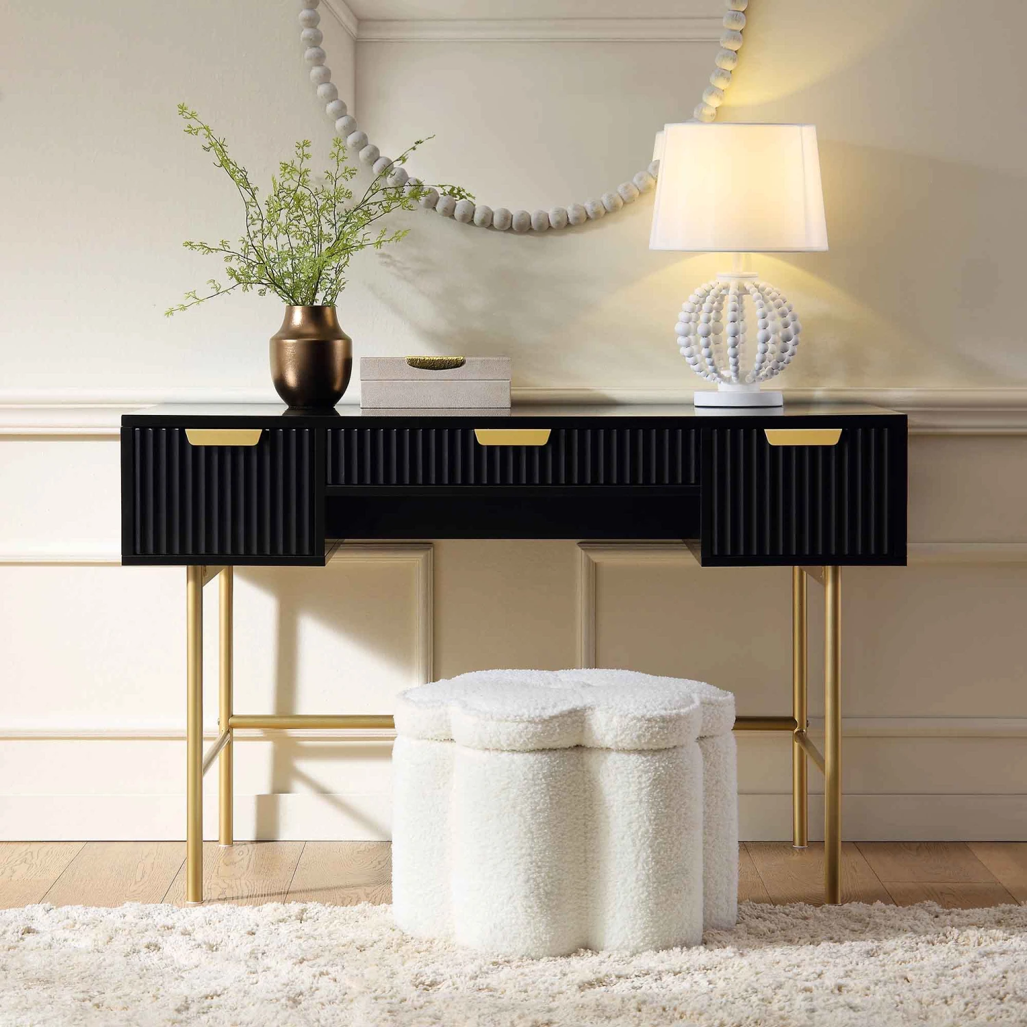 Richmond Ridged Dressing Table, Matte Black 2 Richmond Ridged Dressing Table, Matte Black - Image 2
