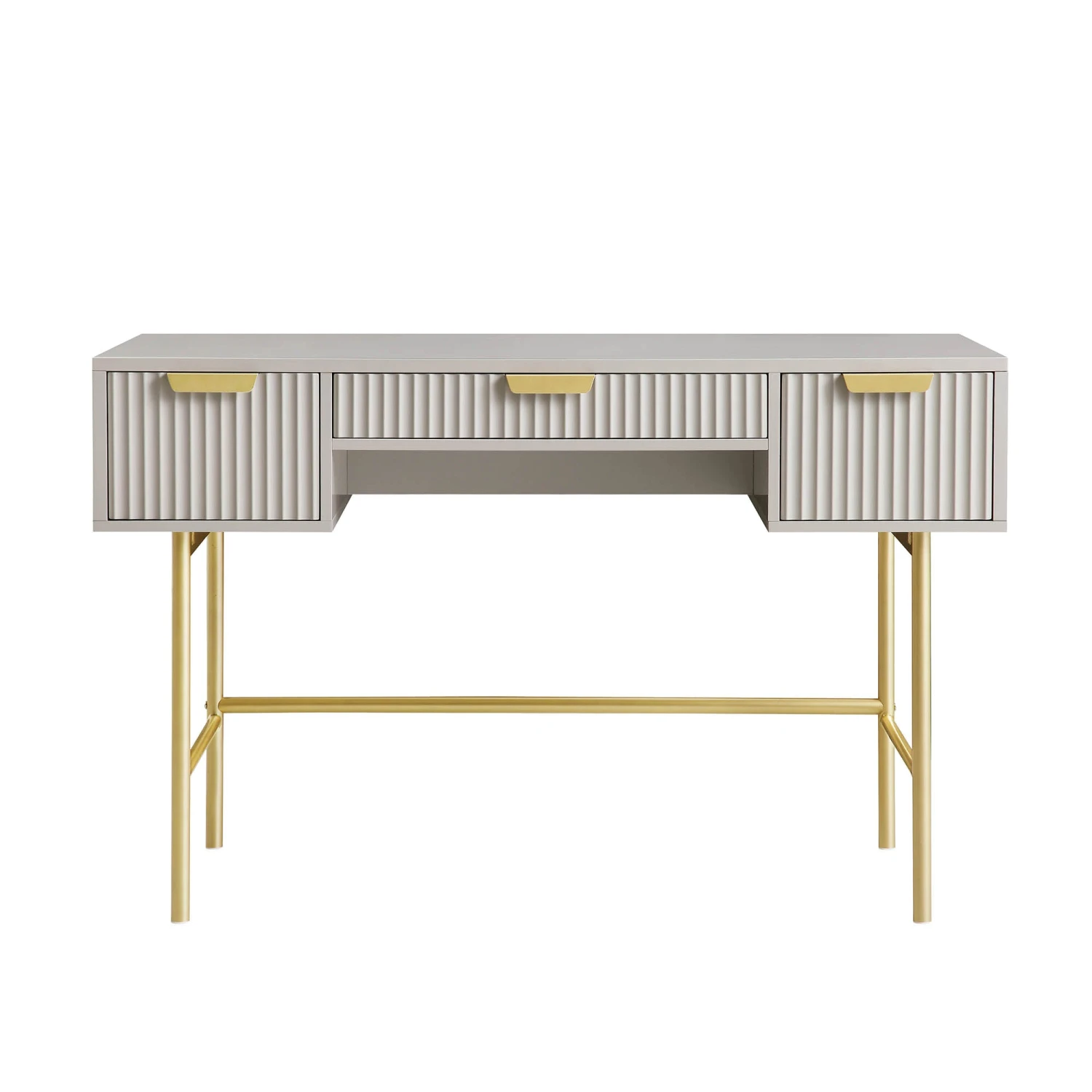 Richmond Ridged Dressing Table, Matte Taupe 4 Richmond Ridged Dressing Table, Matte Taupe - Image 4