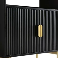 Richmond Ridged Tall Bookcase With Doors, Matte Black -Daals Store BSD 124 BLACK detail1