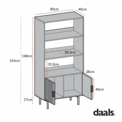 Richmond Ridged Tall Bookcase With Doors, Matte Black -Daals Store BSD 124 CHART 2