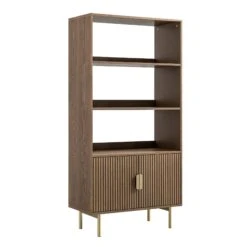Richmond Ridged Tall Bookcase With Doors, Dark Ash 23 Richmond Ridged Tall Bookcase With Doors, Dark Ash -Daals Store BSD 124 DARKWOOD WB2