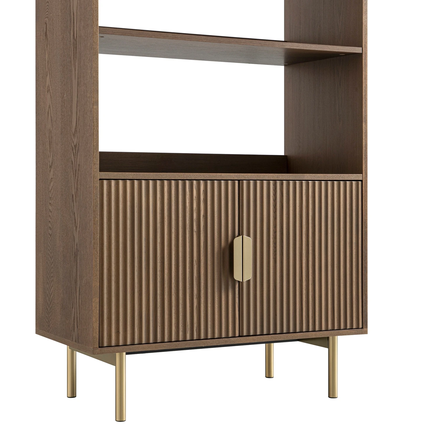 Richmond Ridged Tall Bookcase With Doors, Dark Ash 14 Richmond Ridged Tall Bookcase With Doors, Dark Ash - Image 14
